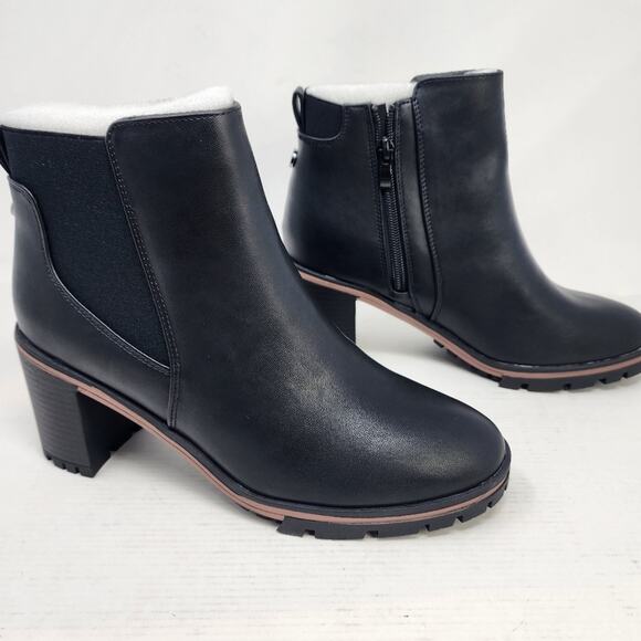 New Platform Lug Sole Ankle Boots Chunky Heel Round Chelsea Winter Boots Size 8 - Picture 3 of 11